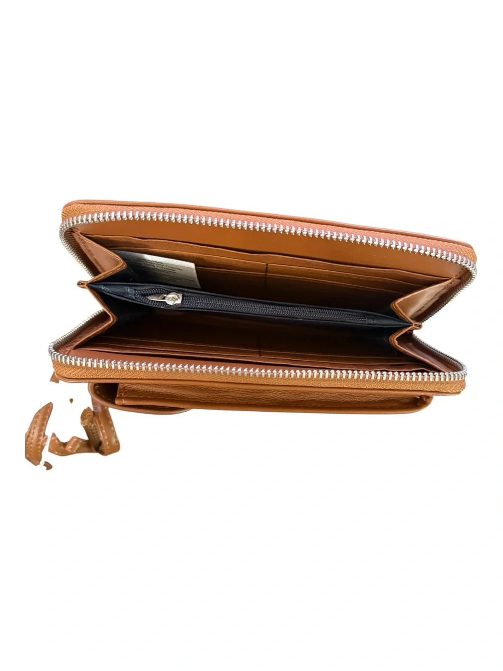 French Connection Athena Smooth Phone Crossbody Wristlet Wallet Cognac NWT